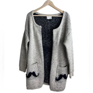 Around & Center • Fuzzy Mustache Open Cardigan